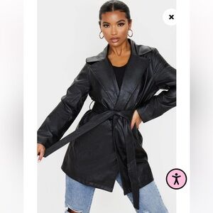 PrettyLittleThing Black Leather Blazer